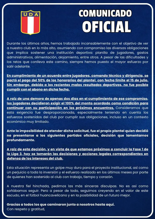 Comunicado UDA   