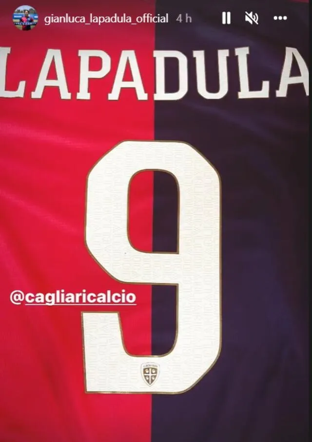 Gianluca Lapadula mostrando su nueva camiseta número 9 con Cagliari. Gianluca Lapadula mostrando su nueva camiseta número 9 con Cagliari.
