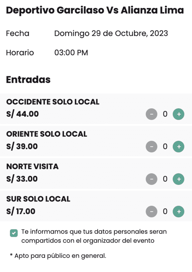Precios de entradas para el partido entre Alianza Lima vs Deportivo Garcilaso/Foto: Joinnus   
