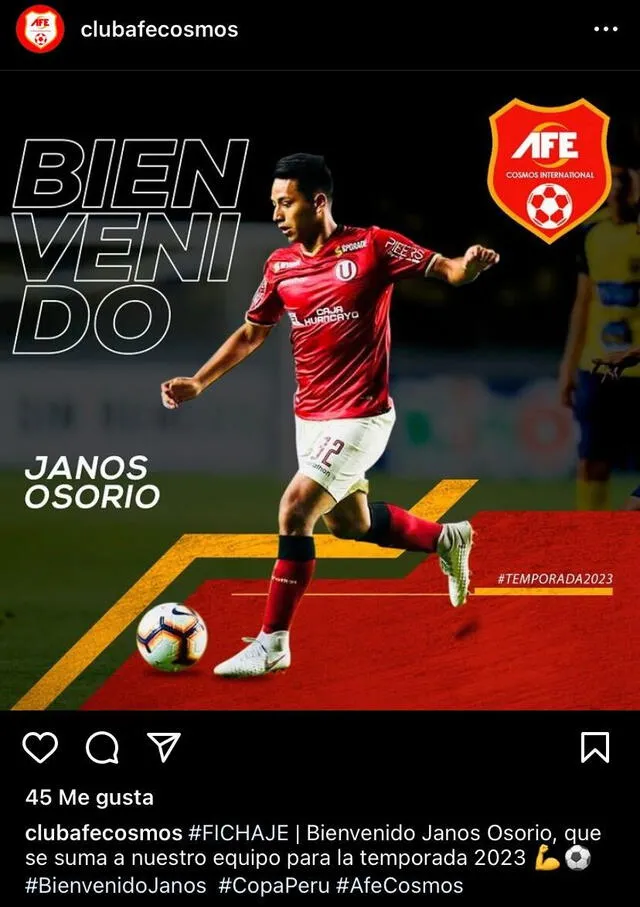 Janos Osorio se convirtió en atacante de AFE Cosmos para jugar la Copa Perú.