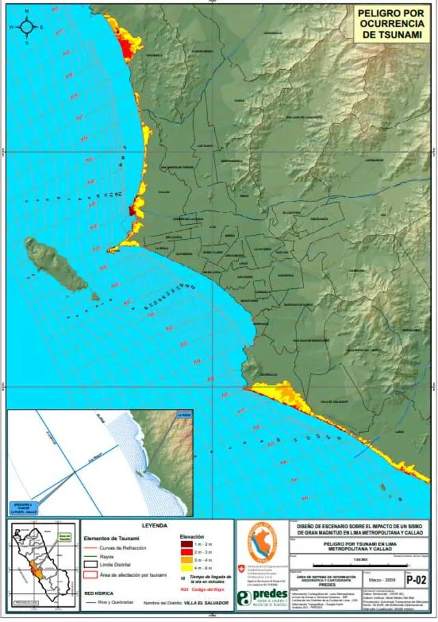 mapa peligr por tsunami Lima Metropolitana Callao desastres naturales