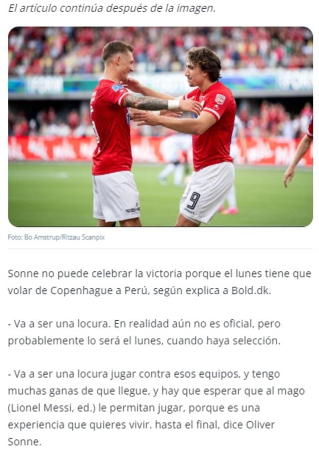 Oliver Sonne quiere ver a Messi