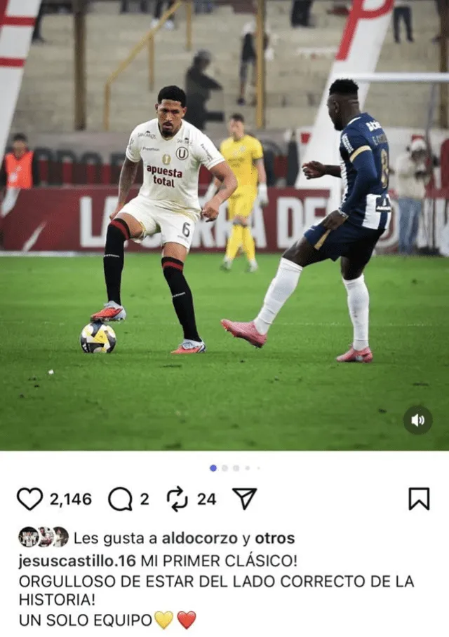 Jesús Castillo feliz de jugar su primer clásico con Universitario y dejó fuerte mensaje tras duelo contra Alianza Lima: "Lado correcto de la historia"   