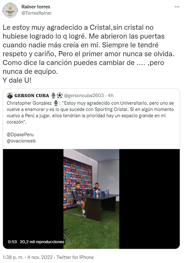 Rainer Torres contra Christofer Gonzáles.