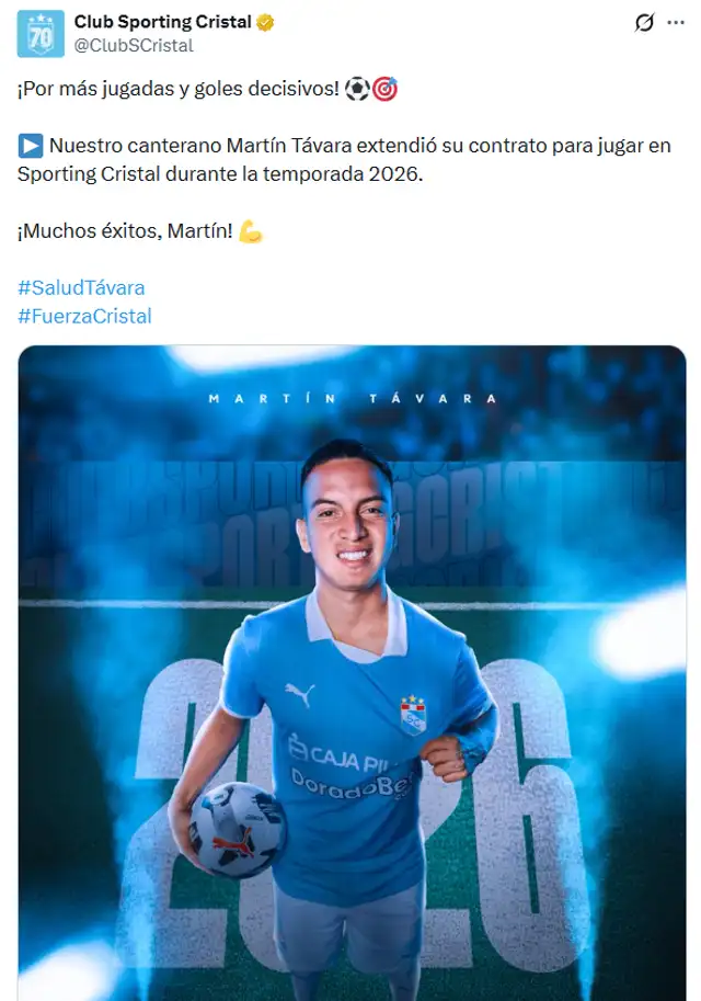 Martín Távara renovó su contrato con Sporting Cristal