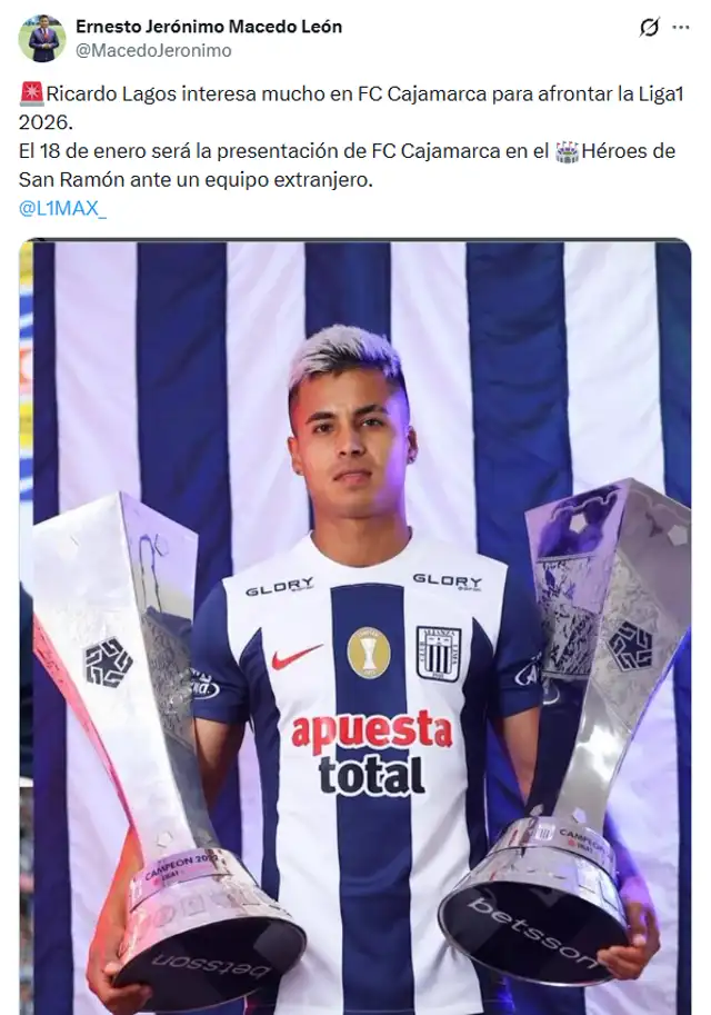 Ricardo Lagos podría continuar su carrera en Cajamarca FC