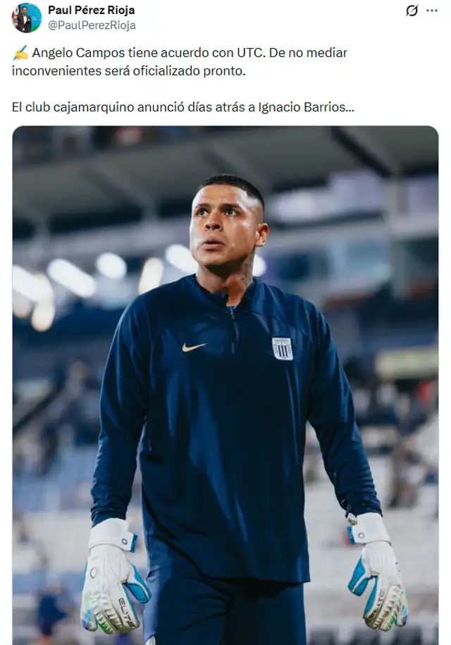 Ángelo Campos será nuevo arquero de UTC | Vía Paul Pérez