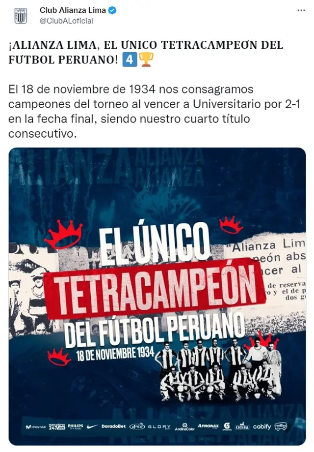 Alianza Lima tetracampeón Alianza Lima tetracampeón