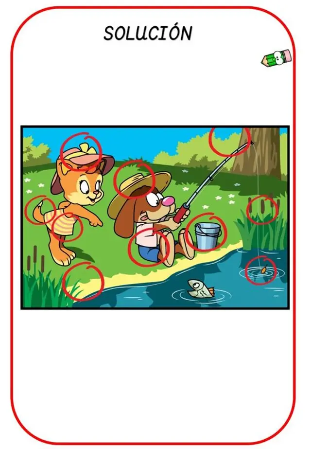 Reto visual, encuentra las 10 diferencias en la imagen, solución.