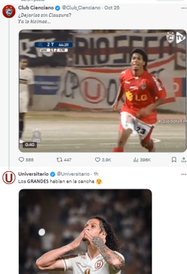 Respuesta de la 'U' a Cienciano.