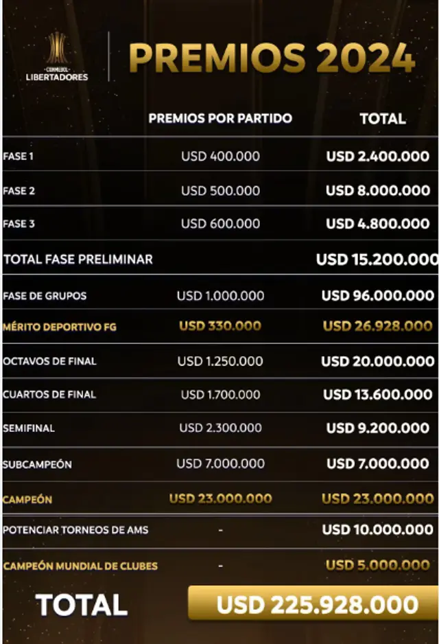 Premios en la Libertadores 2024