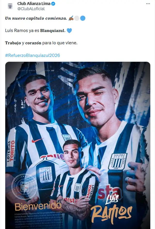 Luis Ramos es el nuevo delantero de Alianza Lima Luis Ramos es el nuevo delantero de Alianza Lima