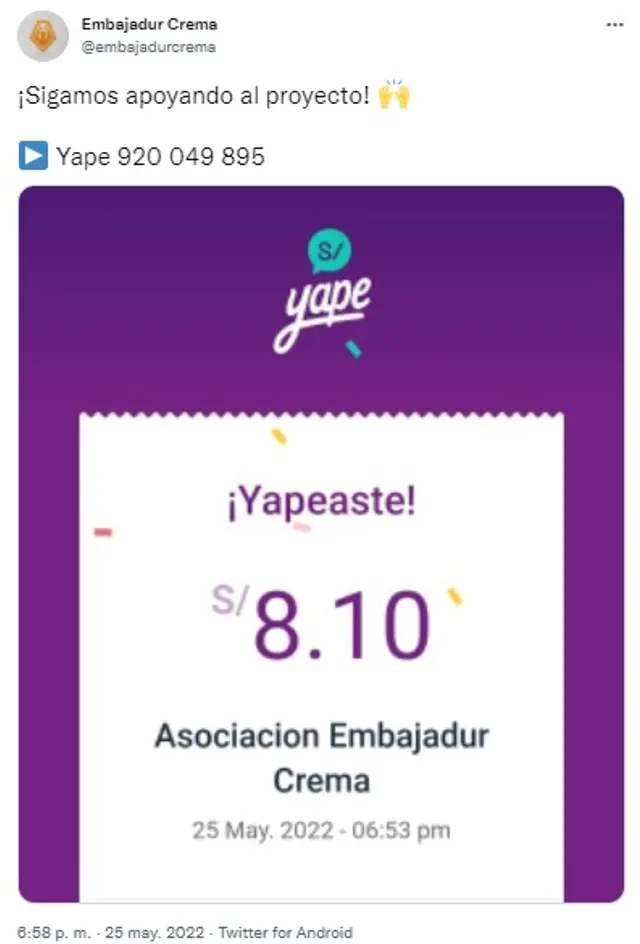 Publicación de Embajadur crema. Publicación de Embajadur crema.