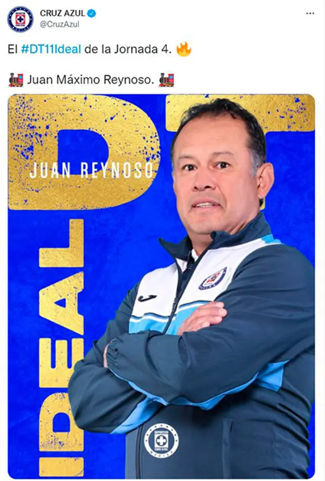 Juan Reynoso en el equipo ideal de la Liga MX. Foto: Captura.   