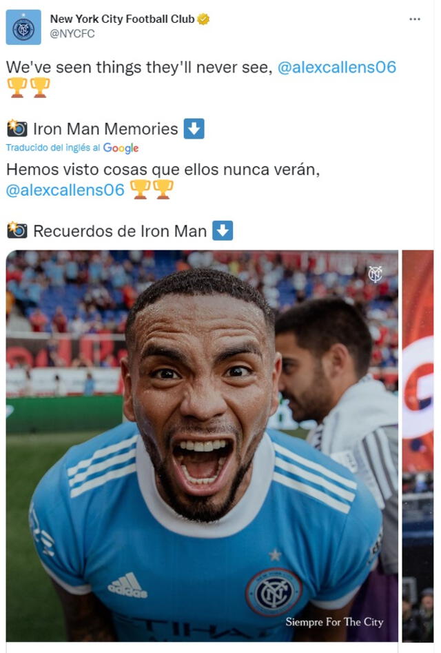 Alexander Callens recibió emotiva despedida del NY City. Foto: Twitter.   