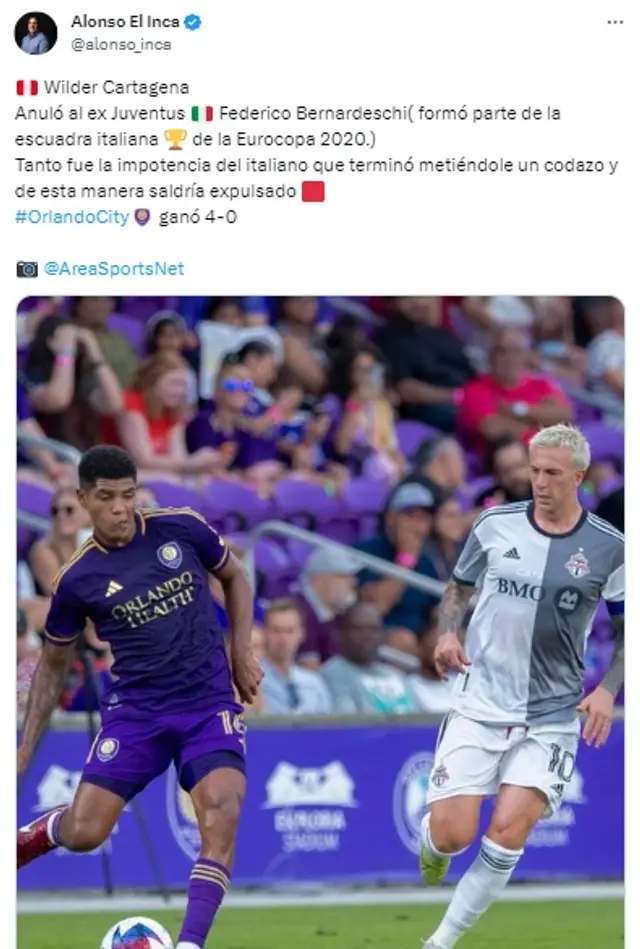 Federido Bernardeschi agredió a Wilder Cartagena.