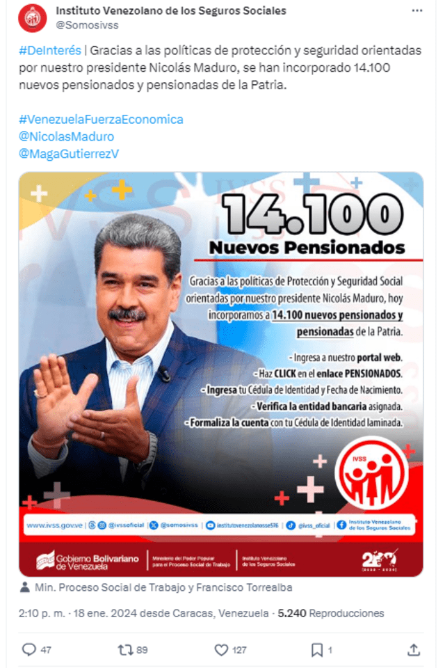 pago pension ivss