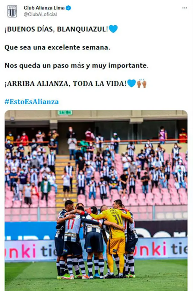 Alianza Lima y su mensaje tras el triunfo en la primera final.   