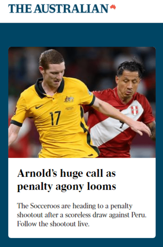 The Australian sobre la eliminación de Perú. The Australian sobre la eliminación de Perú.