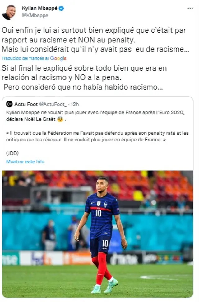 La respuesta de Kylian Mbappé.