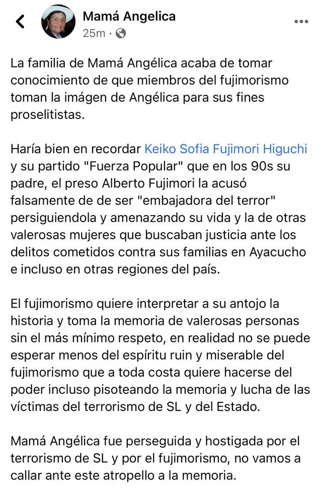 Foto: Facebook Mamá Angélica   