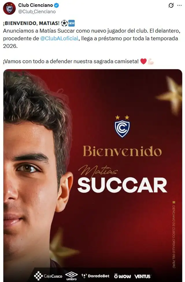 Matías Succar, Cienciano Matías Succar, Cienciano