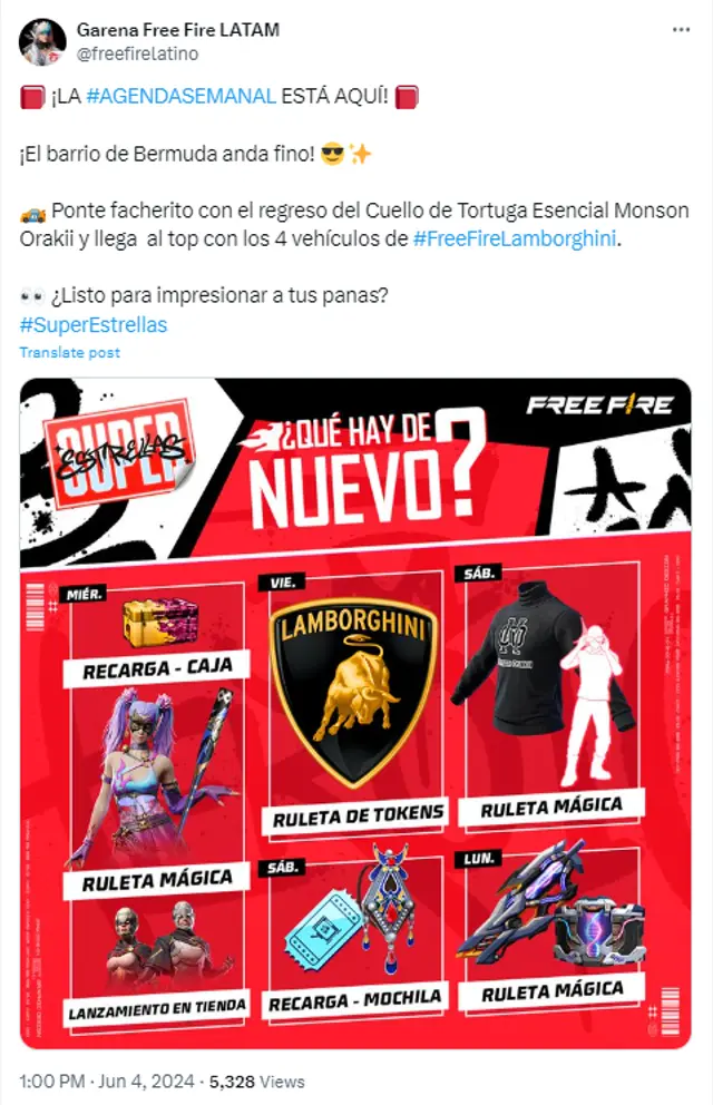 Agenda semanal Free Fire hoy 2024 Agenda semanal Free Fire hoy 2024