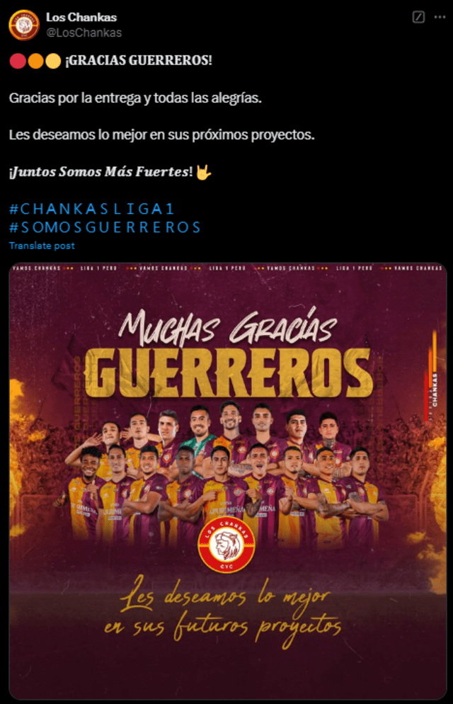 Los Chankas no contarán con 17 jugadores para el 2025.   