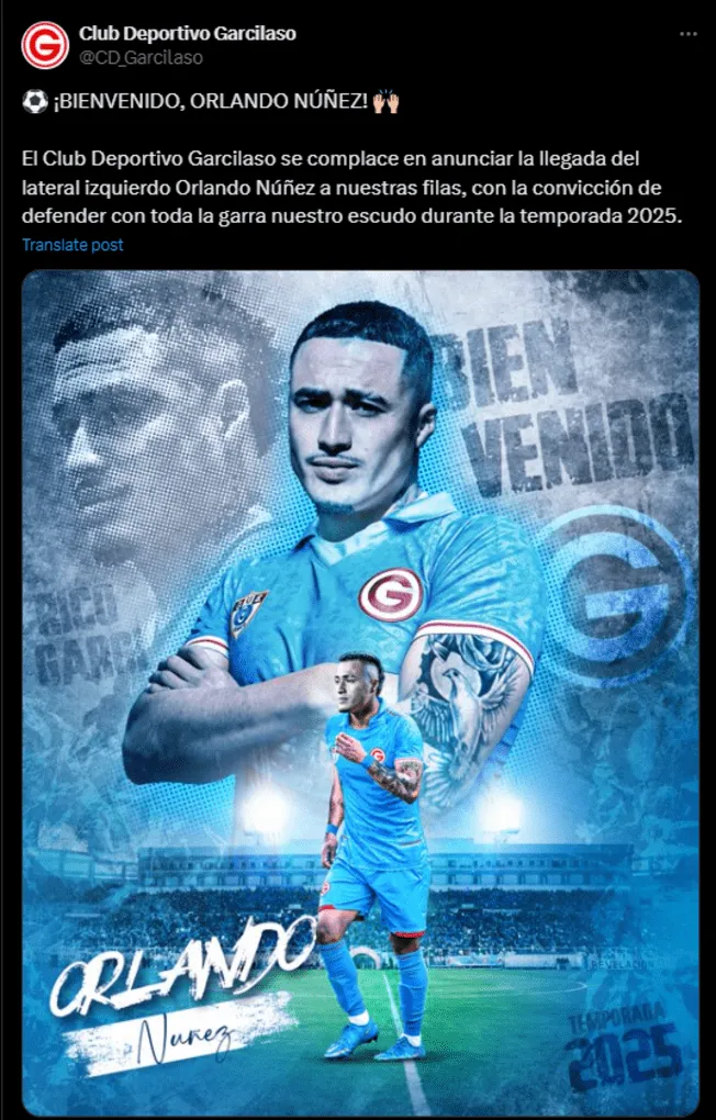 Orlando Núñez firmó por Deportivo Garcilaso   
