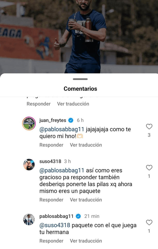 Pablo Sabbag y su respuesta a hincha de Alianza Lima/Foto: Instagram 