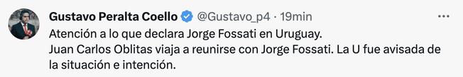 Juan Carlos Oblitas se reunirá con Jorge Fossati/Foto: Twitter   