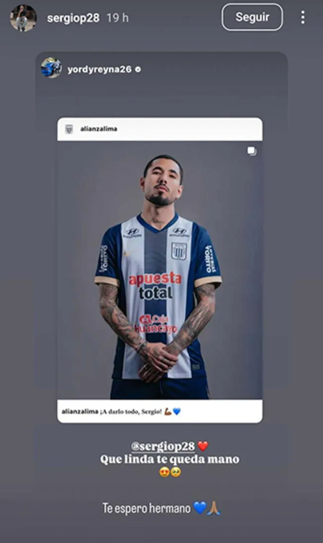 Mensaje de Sergio Peña a Yordy Reyna.    