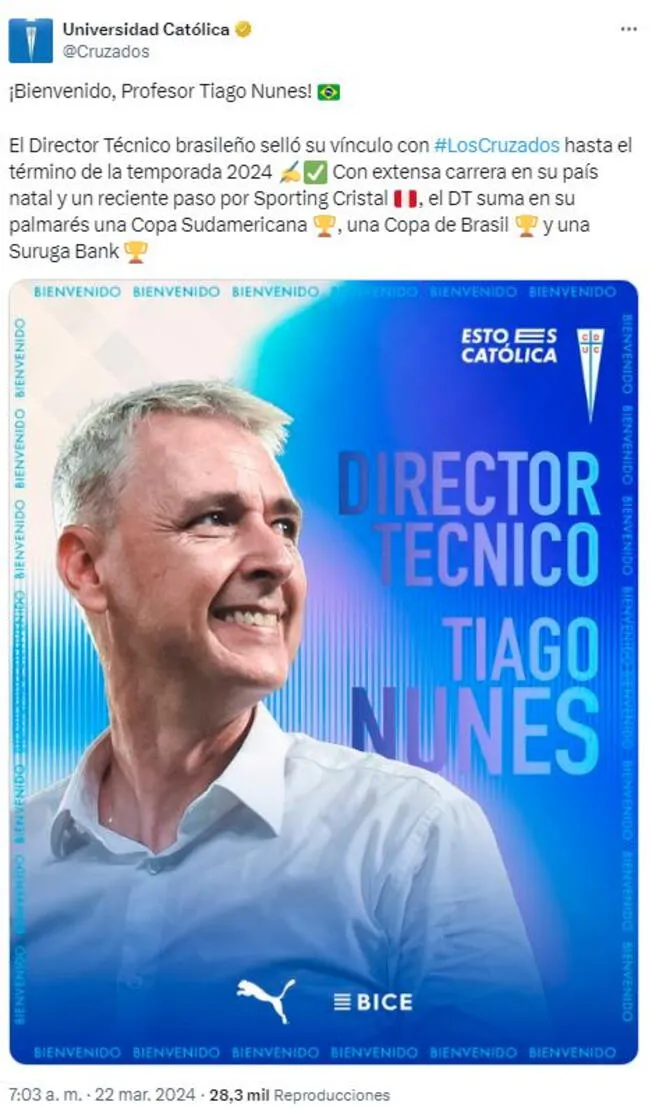 Tiago Nunes se convirtió en nuevo técnico de Universidad Católica   