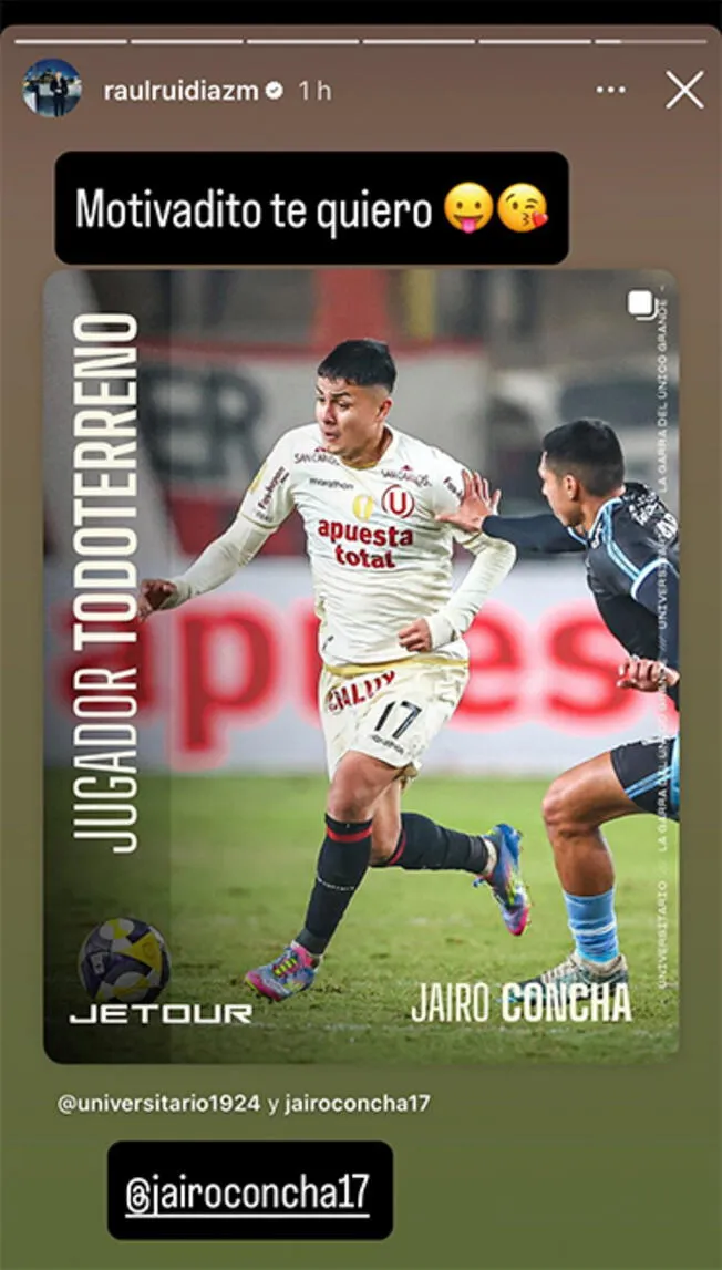 Publicación de Raúl Ruidíaz en su cuenta de Instagram.   