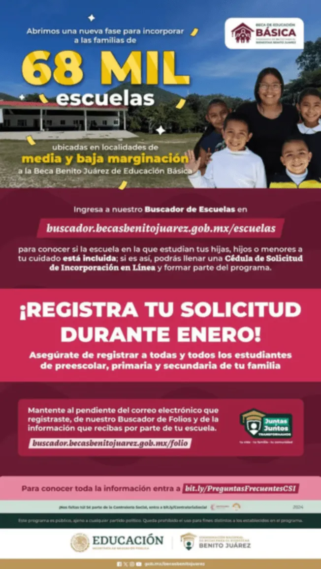 REVISA tu estatus en la Beca Benito Juárez 2024 HOY. Foto: Coordinación Nacional de Becas para el Bienestar Benito Juárez. 