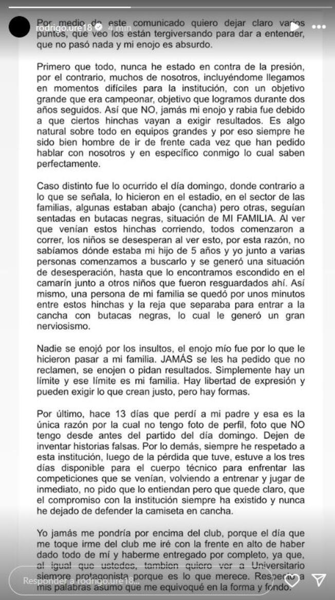 Comunicado de Rodrigo Ureña. 