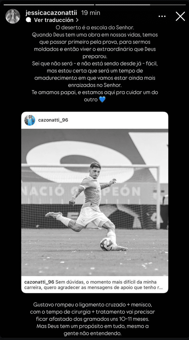 Gustavo Cazonatti no podrá jugar todo el 2025 por su lesión a la rodilla. Foto: Instagram   