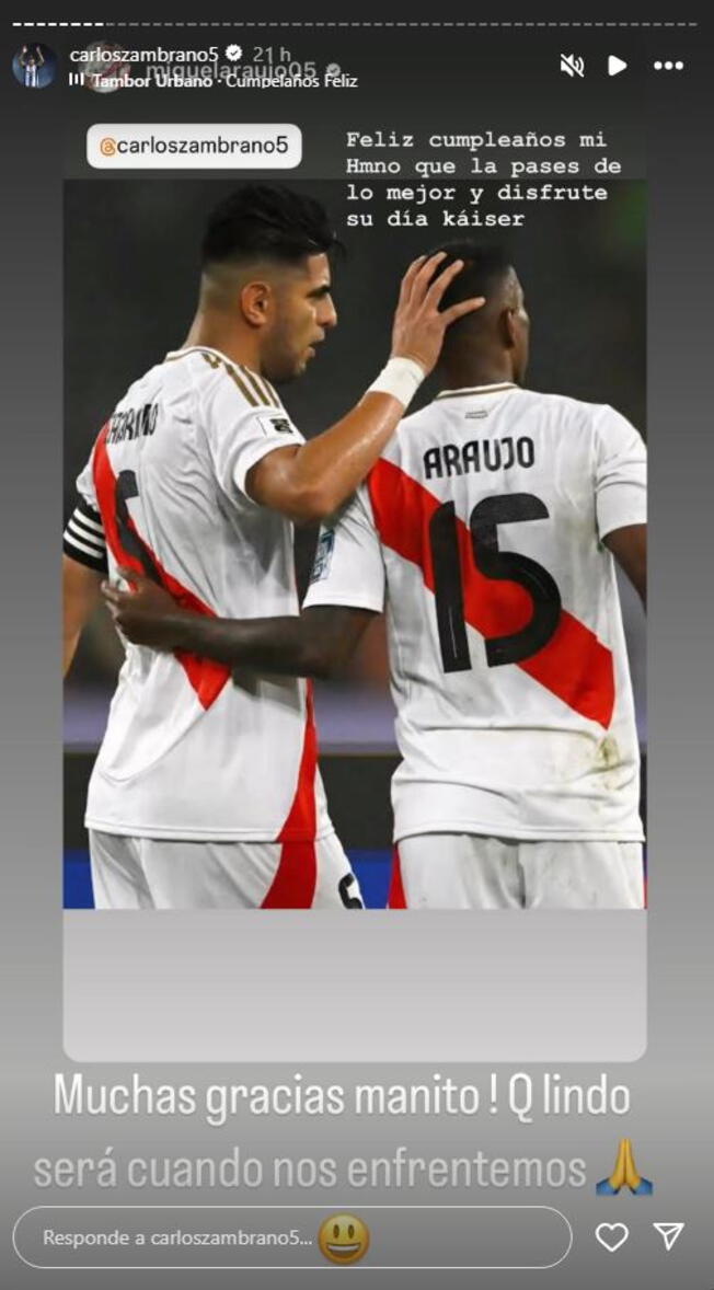 Miguel Araujo envió emotivo saludo a Carlos Zambrano/Foto: Instagram   