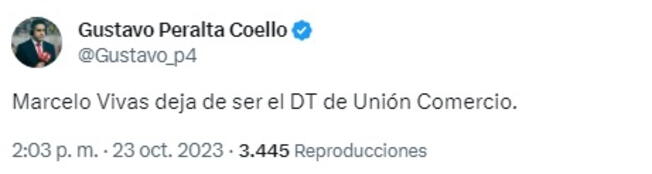 Marcelo Vivas dejó a Unión Comercio.   