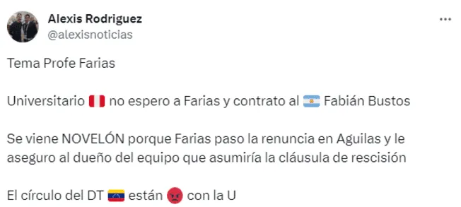 César Farías, Universitario de Deportes.