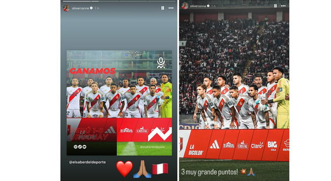 Las publicaciones que hizo Sonne tras triunfo sobre Uruguay | Foto: Instagram Oliver Sonne   