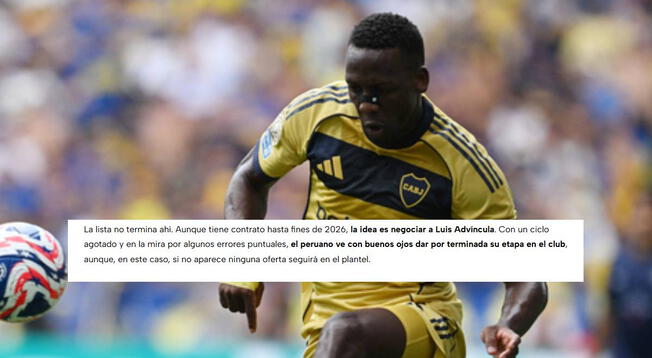 Luis Advíncula no está en los planes de Boca Juniors, según TyC Sports   