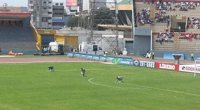 Sporting Cristal vs. Juan Aurich: Campo del Mansiche fue pintado a pocas horas de la final