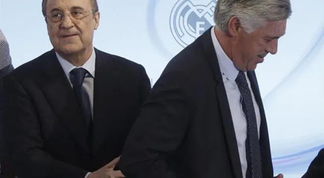 Carlo Ancelotti y Florentino Pérez, durante su etapa en el Real Madrid.