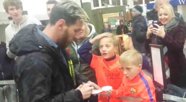 Un niño no puede con su felicidad tras conocer a Lionel Messi.