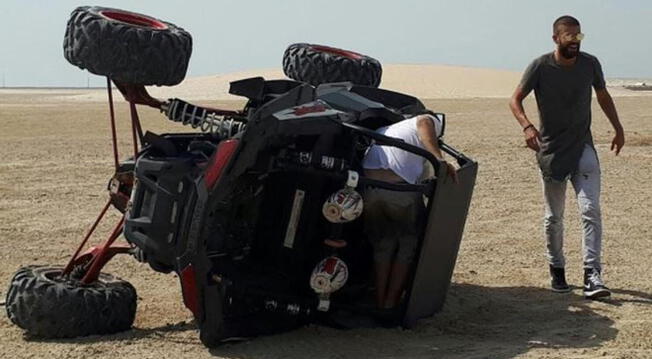 Gerard Piqué tuvo un accidente en el desierto de Qatar.