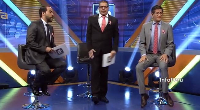 Gonzalo Núlez y Erick Osores cuestionaron el arbitraje de Jesús Cartagena. Foto: Fútbol en América (América Televisión)