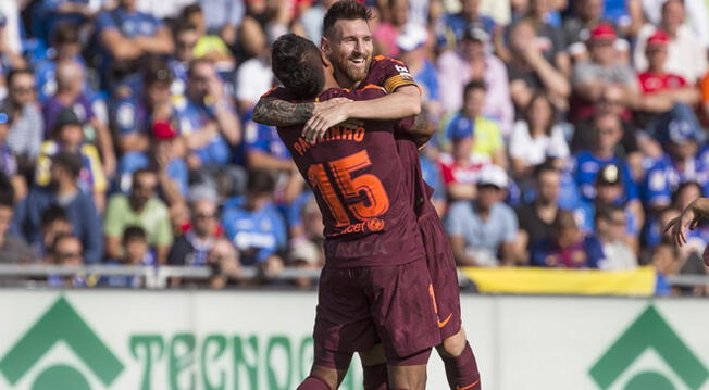 Lionel Messi le dio la asistencia a Paulinho, quien lo agradeció así. 