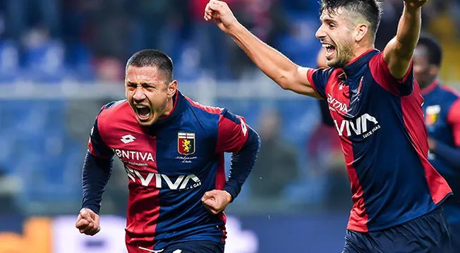 Gianluca Lapadula celebra su gol triunfal con el Genoa.
