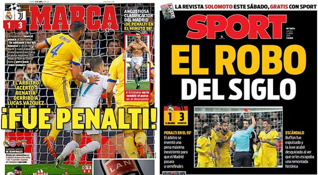 Las portadas de MARCA y Sport sobre el Real Madrid-Juventus